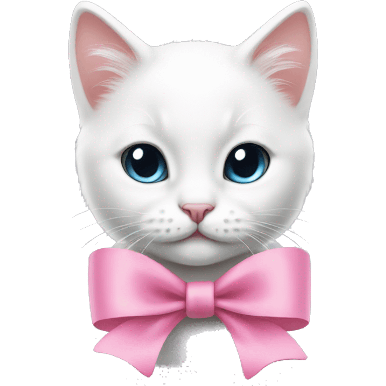 White kitten with a pink bow emoji