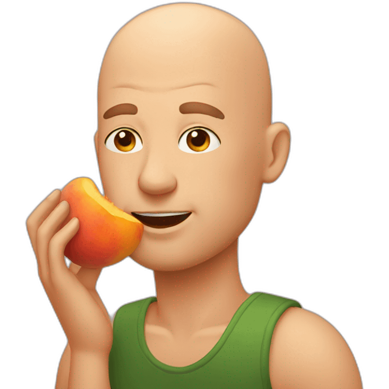 bald guy eating a peach emoji