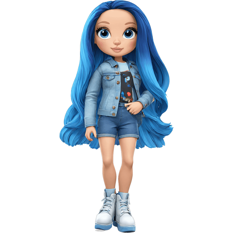 blue haired girl in denim emoji