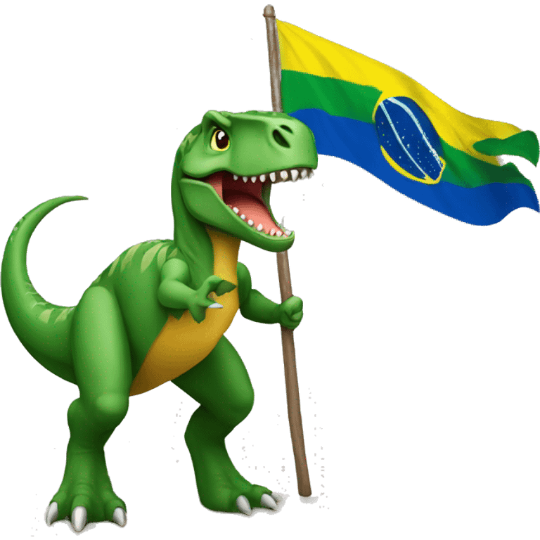 dinosaur holding Acre brasil flag emoji