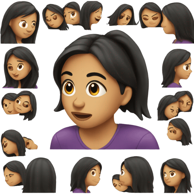 girl with dark hair flips through the pages emoji