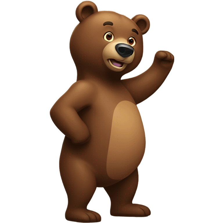 standing brown bear turned a bit to his right side, raising his right arm a bit and bending his left arm to his chest  emoji