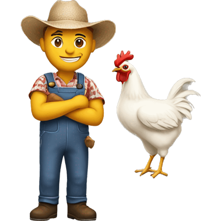 Farmer holding a chicken emoji