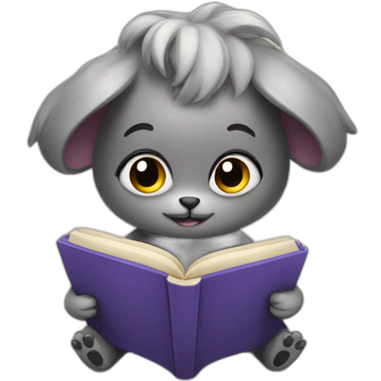 Cute creature reading a book emoji