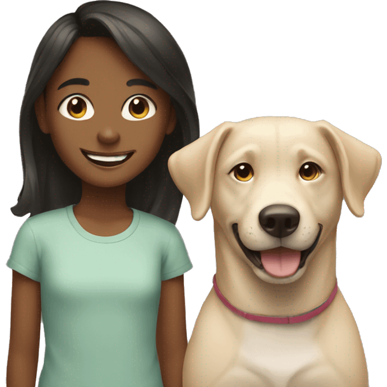 Girl and boy with dogs smiling emoji