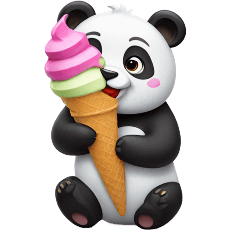 Panda eating ice cream emoji