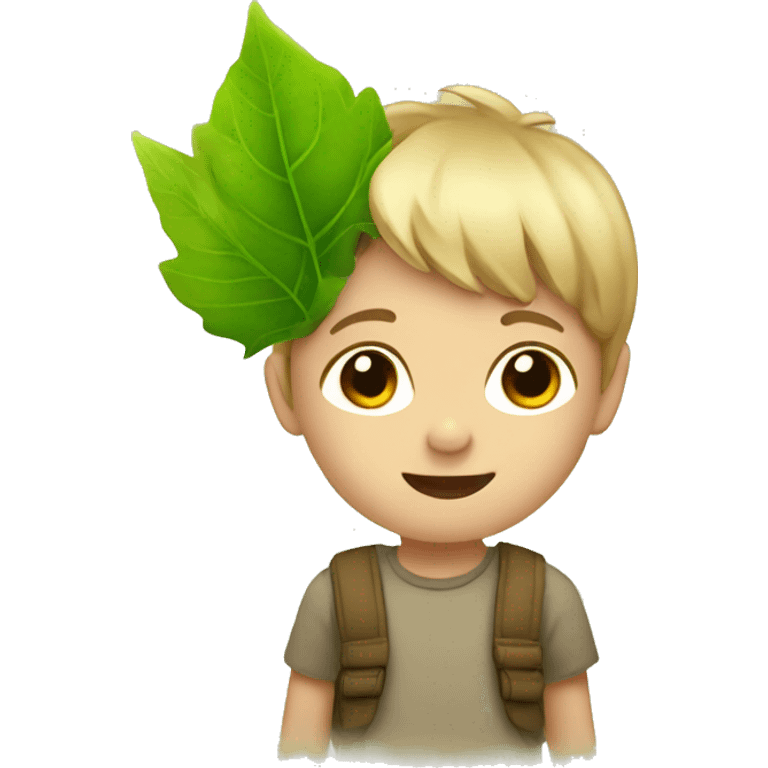 Kid with leaf emoji