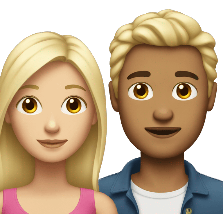 Blonde woman & brunette man couple  emoji