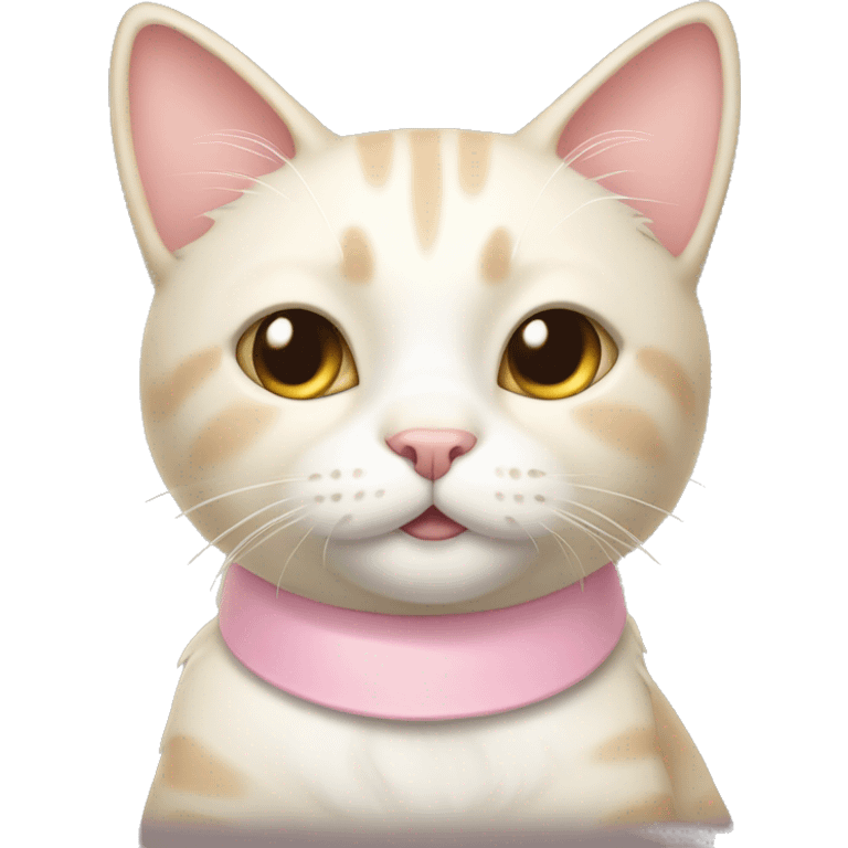 cream cat with light pink collar sitting emoji