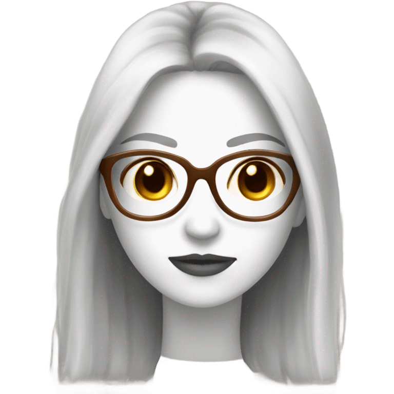 White Girl with brown long hair and golden glasses emoji