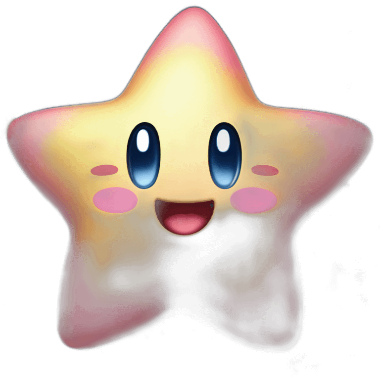 cute happy Kirby jumping on a golden star emoji