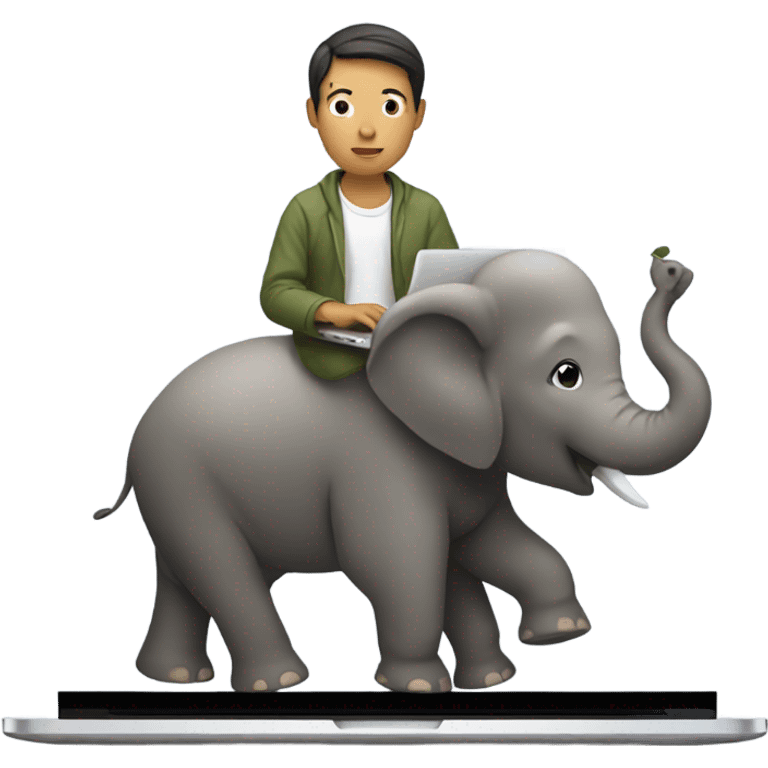 asian riding an elephant while using a laptop emoji