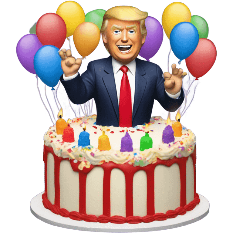 Trump with birthday cake emoji