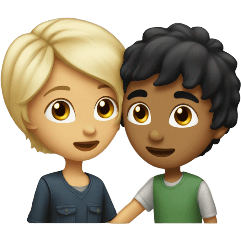 black hair girl and boy blond hair kisses girl  emoji