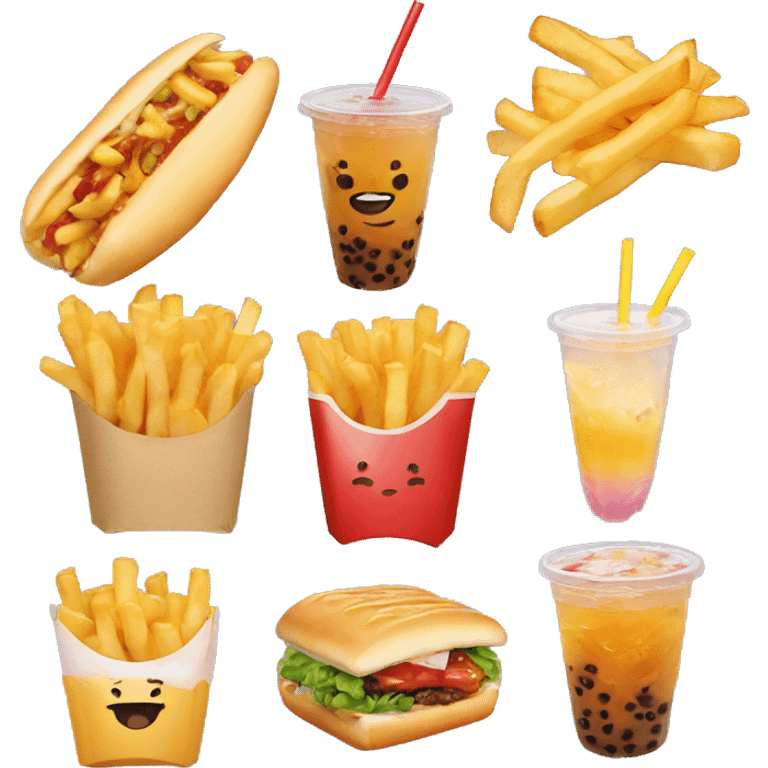 Tenders with fries and bubble tea emoji