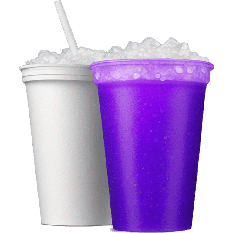 double stacked styrofoam white cups with no lid filled with purple soda and crushed ice emoji