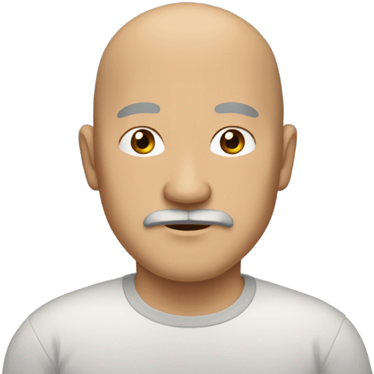 middle-aged asian bald man with gray mustache emoji