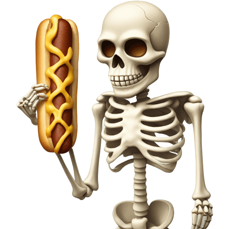 Skeleton with hot dog ￼ emoji