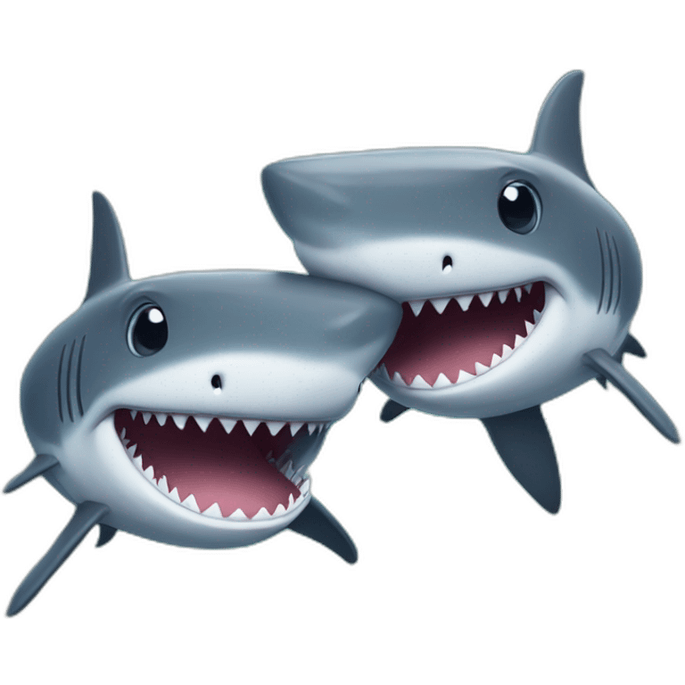 two Shark cuddling emoji