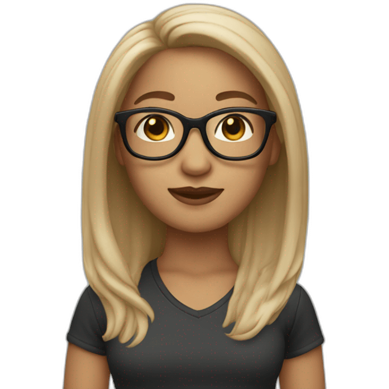 memoji, light skin, glasses, straight long hair emoji