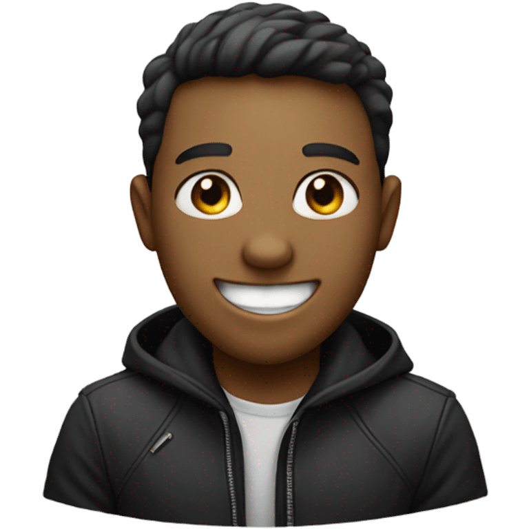 black jacket indoor portrait with gap in teeth emoji