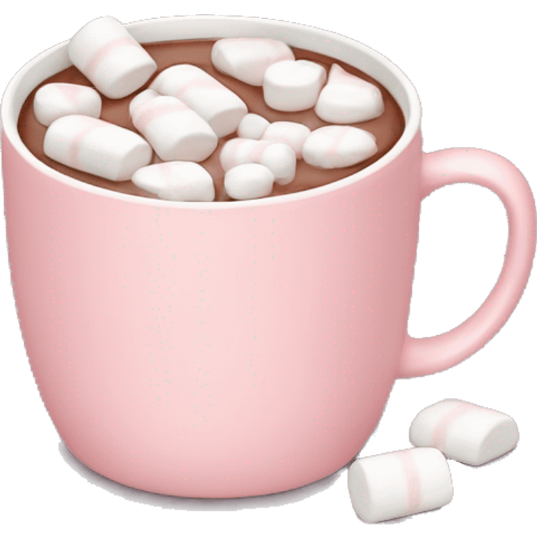 Light Pink mug of hot chocolate with marshmallows  emoji