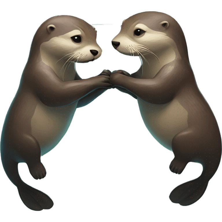 2 otters holding hands swimming  emoji