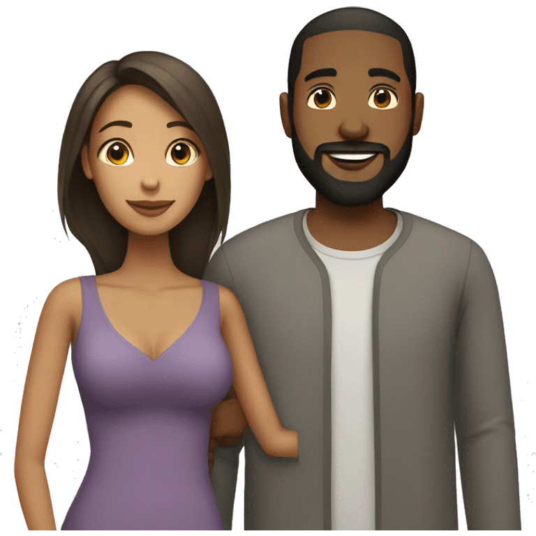 mixed race couple black man with beard and mixed race woman emoji