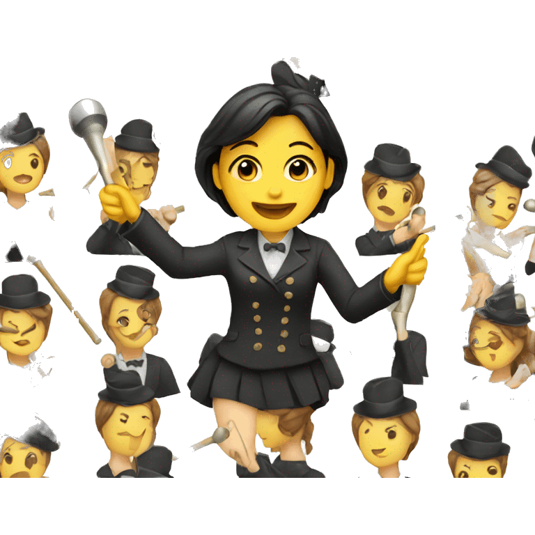 female conductor using a baton emoji