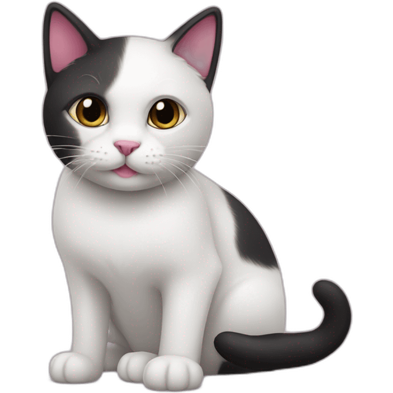 White and black cat with pink nose  emoji