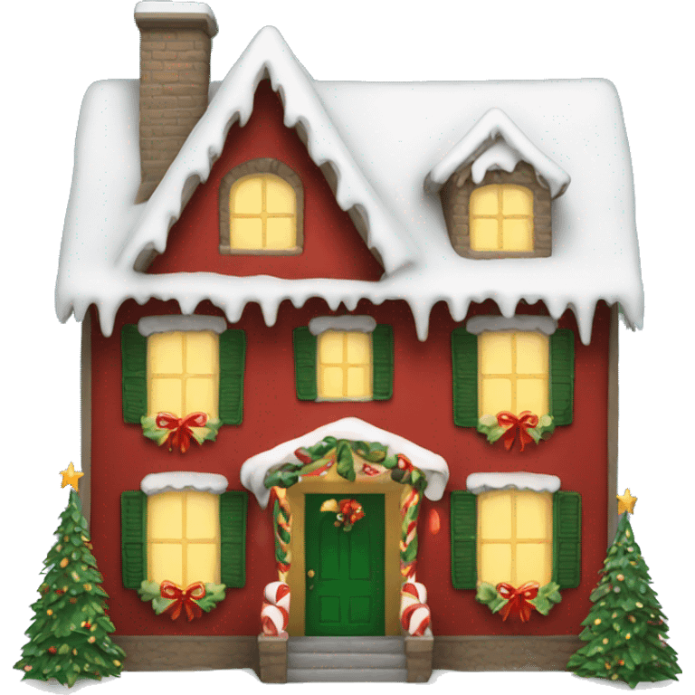 Christmas decorated house emoji