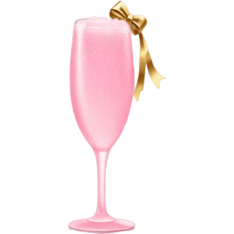 Pink champagne with gold bow emoji