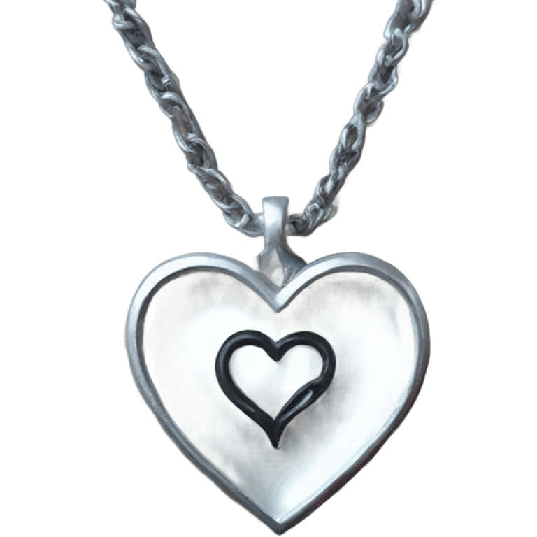 silver gothic heart necklace emoji