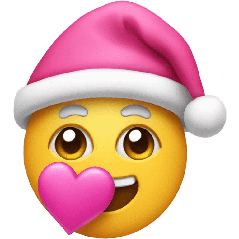 Pink heart with a Santa hat emoji