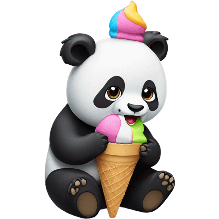 Panda eating ice cream emoji