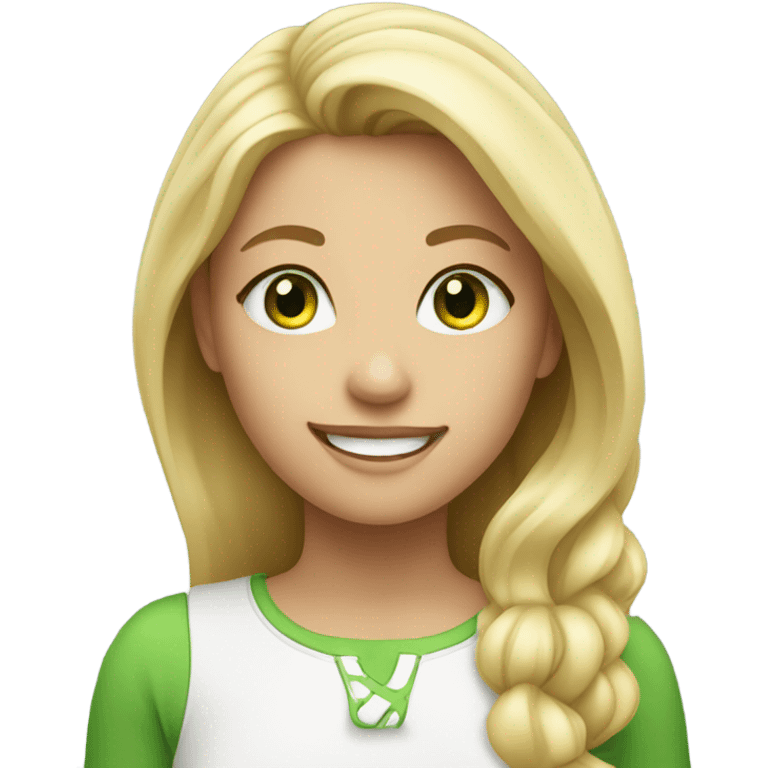 smiling girl with blonde hair with green eyes emoji