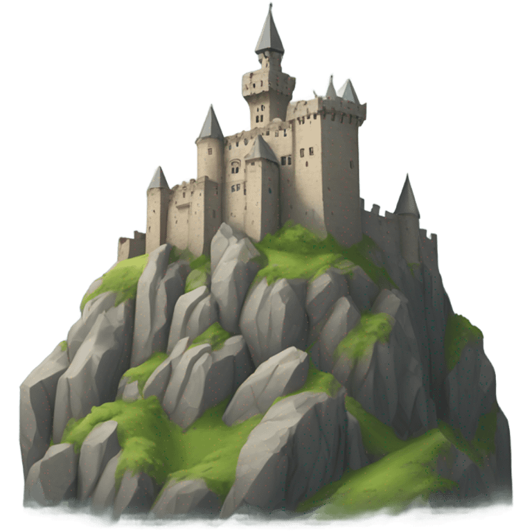 Misty mountain with a castle emoji