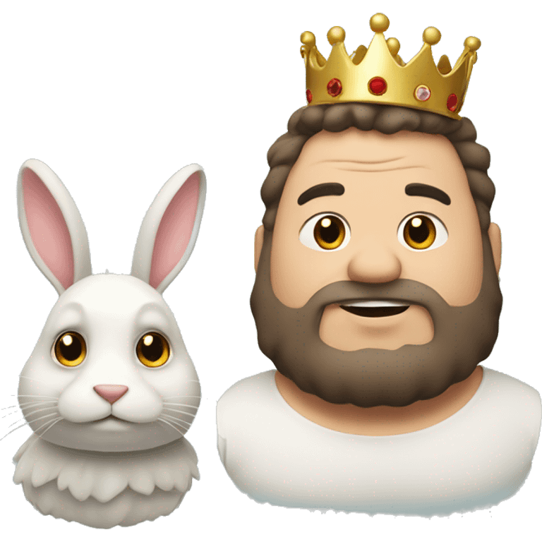 fat guy with a crown and a rabbit emoji