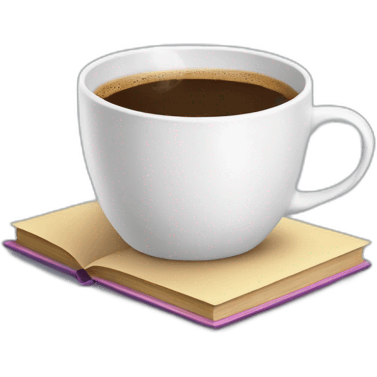 A cup of coffee on beautiful books emoji