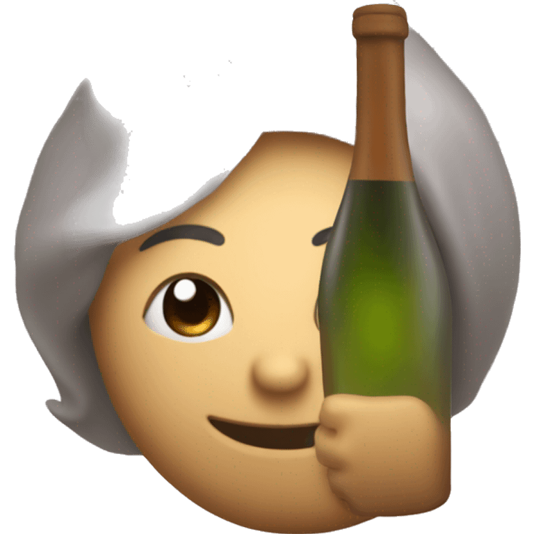 A tipsy hearth holding a wine bottle, looking off-balance in a soft, dreamy blur emoji