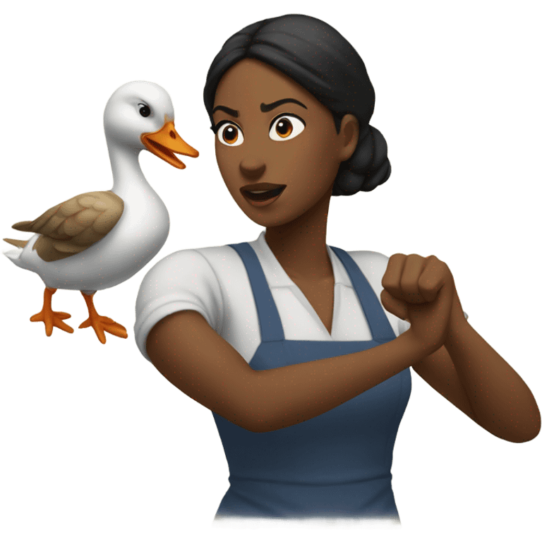 Black woman punching a goose emoji