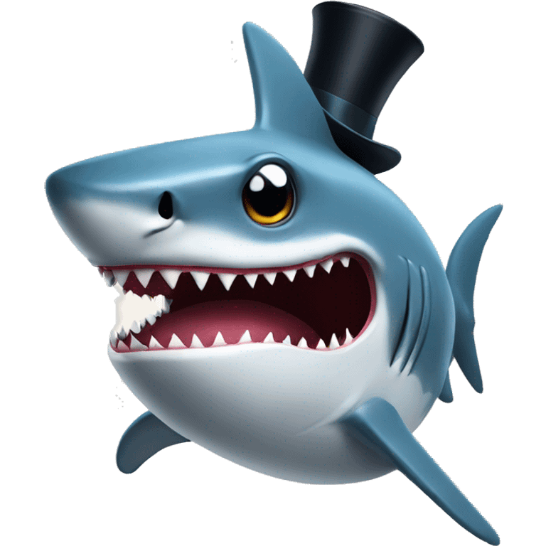 Shark with a top hat emoji