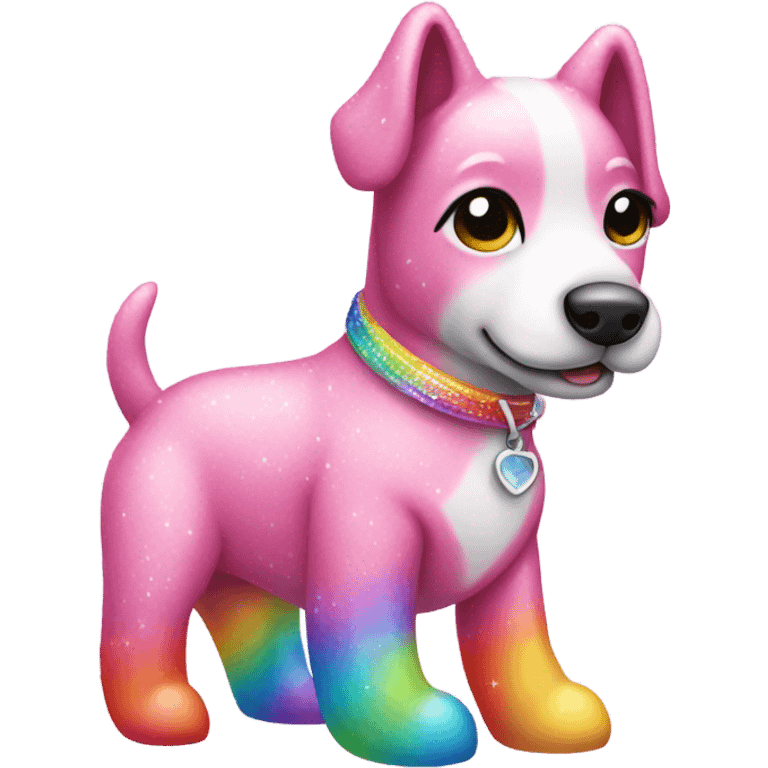 Pink sparkly dog with rainbow boots  emoji