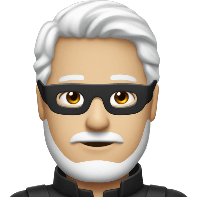 white haired man with black blindfold on using red and blue crayons emoji