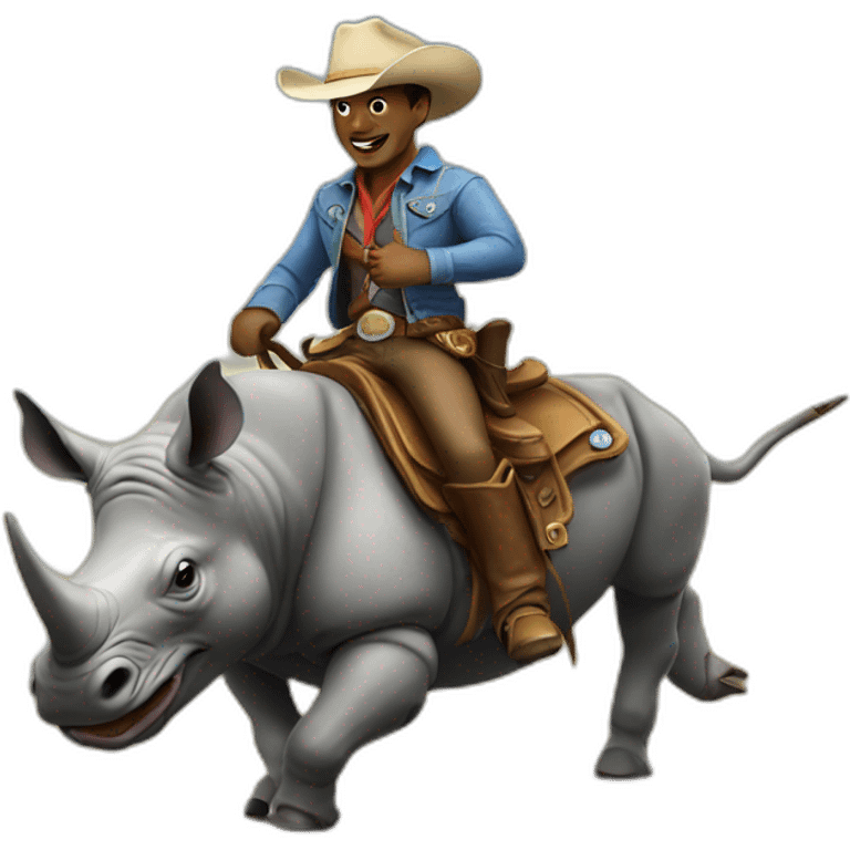 Cowboy riding a rhino emoji