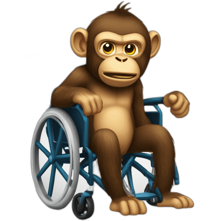 Very angry monke with small ferocious eyes cute rides golden wheelchair emoji