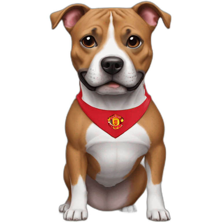 Staffie wearing Manchester United shirt emoji