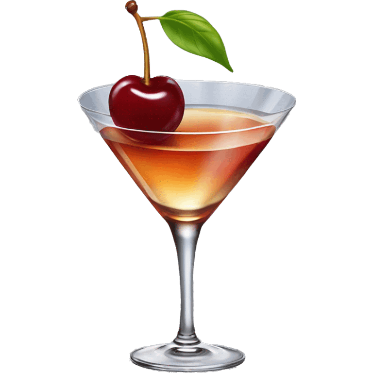 manhattan cocktail with a cherry in a pick place on the glass emoji