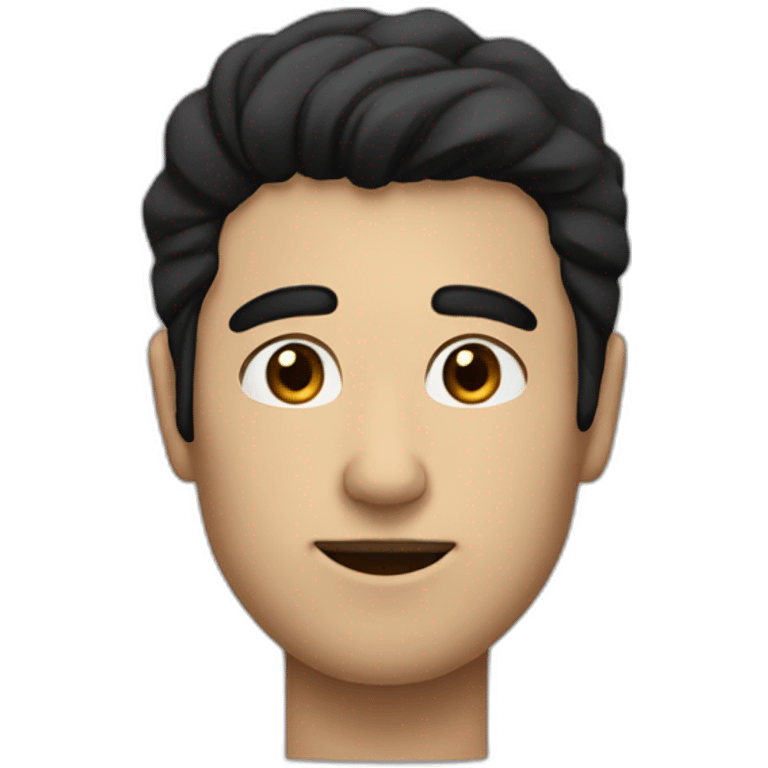 man with black hair comped sideways and a small black square between the mouth and the nose emoji