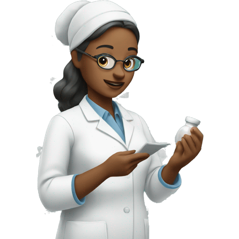 woman pharmacist making a medicine emoji